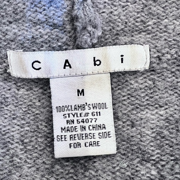 Cabi 100% Lambswool Hooded Open Cardigan Sweater Sz Medium Gray Lagenlook - Picture 8 of 10